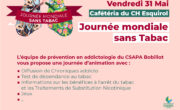 Vendredi 31 mai à la cafétéria du Centre hospitalier Esquirol : Journée mondiale sans tabac.