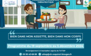 Programme d'éducation Thérapeutique : Bien dans mon assiette, bien dans mon corps. Programme du 19 septembre au 5 décembre 2024. Contact : 05 55 43 68 85