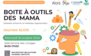 Le mercredi 16 octobre 2024 se tiendra la journée ALOIS "Boite à outil des mama" (Maladie Alzheimer et Maladies Apparentées) 📍 Salle Simone Veil, Limoges Pour plus d'information : Secrétariat Alois (CMRR) : 05 55 43 12 15 - alois.limoges@gmail.com